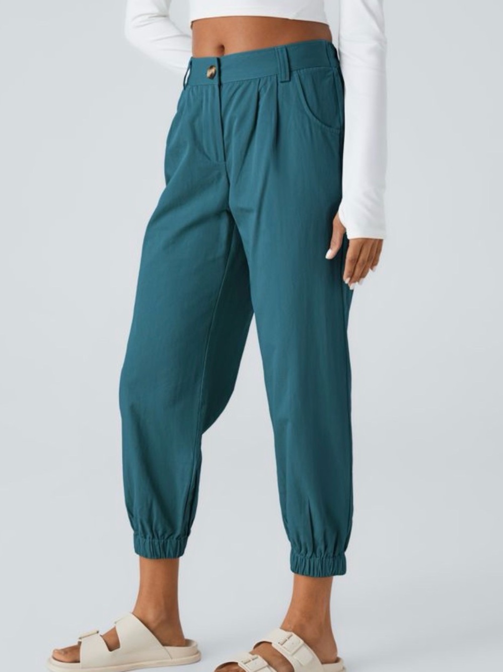 NWT Halara Mid Rise Casual Cotton Joggers with Pockets. Size Medium - Picture 3 of 12